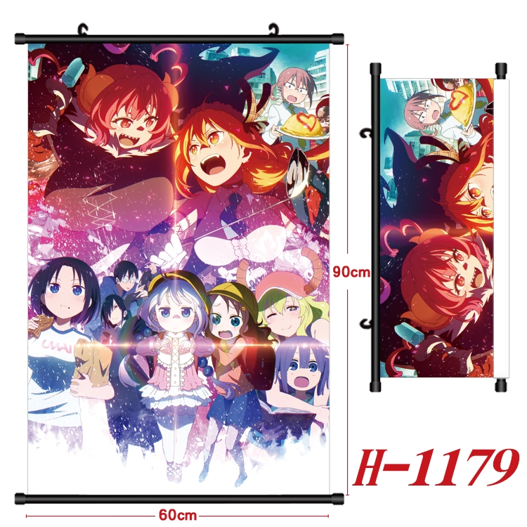 Miss Kobayashis Dragon Maid Anime Black Plastic Rod Canvas Painting 60X90CM   H1179