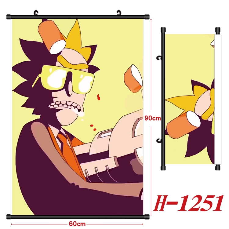 Rick and Morty Anime Black Plastic Rod Canvas Painting 60X90CM H1251