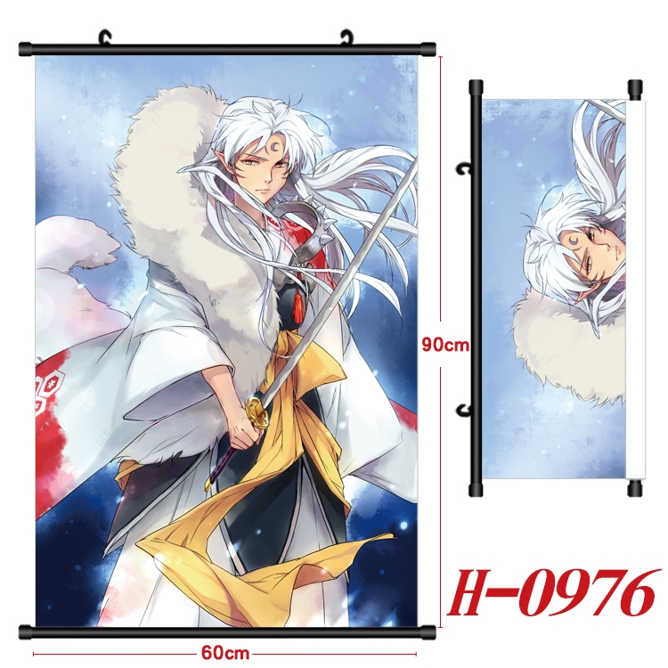 Inuyasha Anime Black Plastic Rod Canvas Painting 60X90CM H0976
