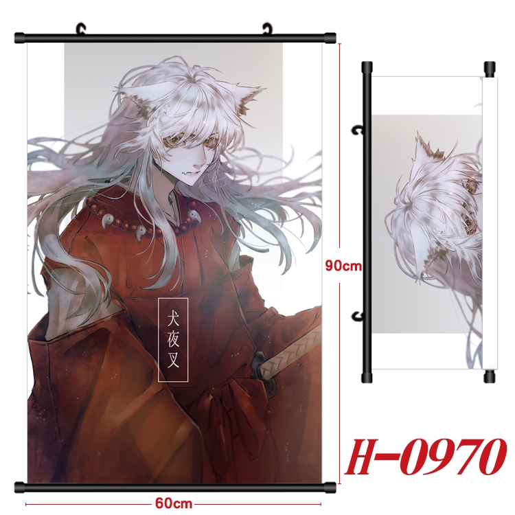 Inuyasha Anime Black Plastic Rod Canvas Painting 60X90CM H0970