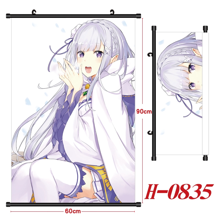 Re:Zero kara Hajimeru Isekai Seikatsu Anime Black Plastic Rod Canvas Painting 60X90CM  H0835