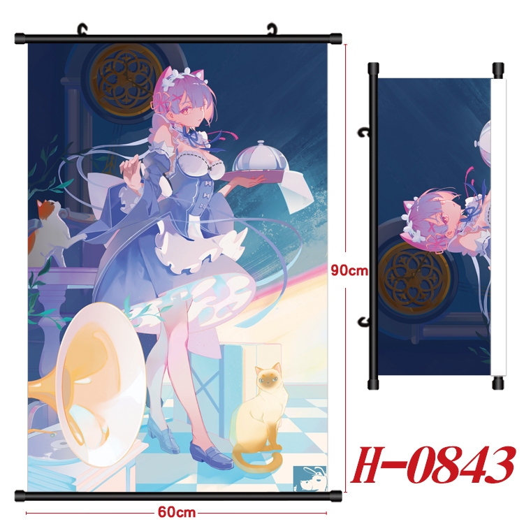 Re:Zero kara Hajimeru Isekai Seikatsu Anime Black Plastic Rod Canvas Painting 60X90CM  H0843