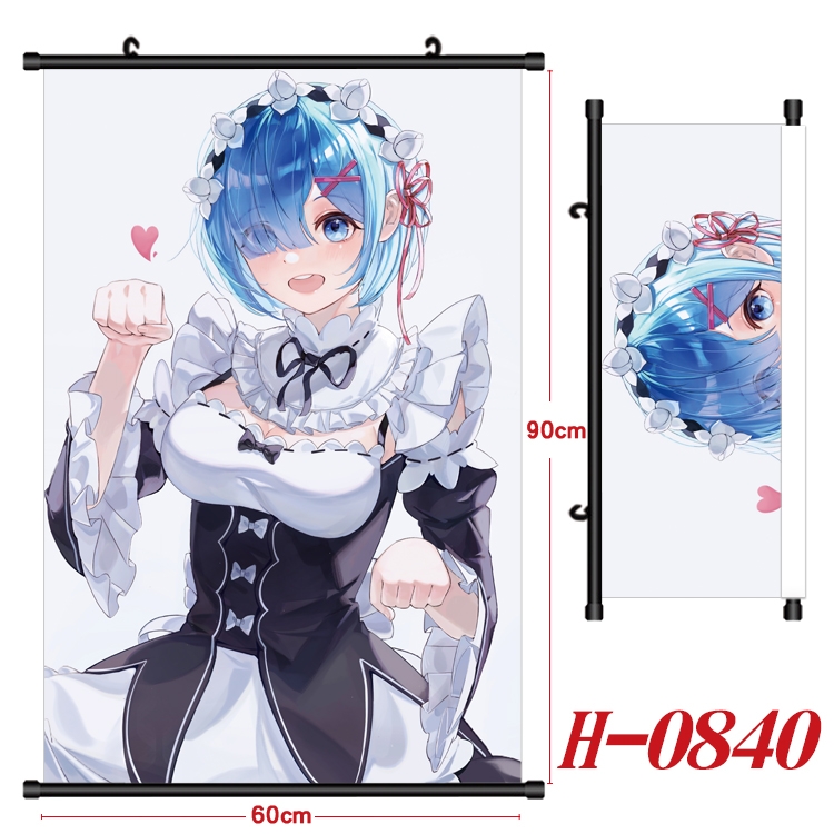 Re:Zero kara Hajimeru Isekai Seikatsu Anime Black Plastic Rod Canvas Painting 60X90CM  H0840