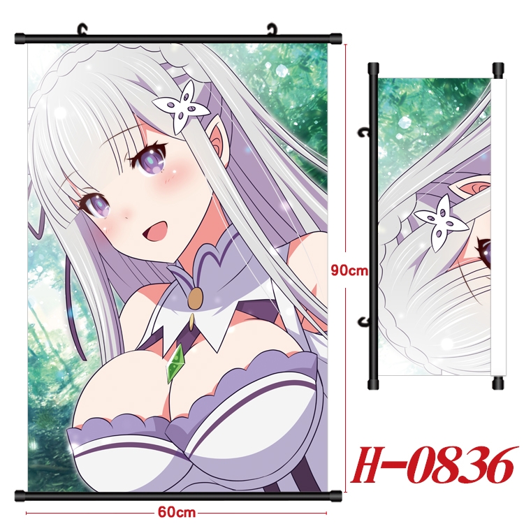 Re:Zero kara Hajimeru Isekai Seikatsu Anime Black Plastic Rod Canvas Painting 60X90CM H0836
