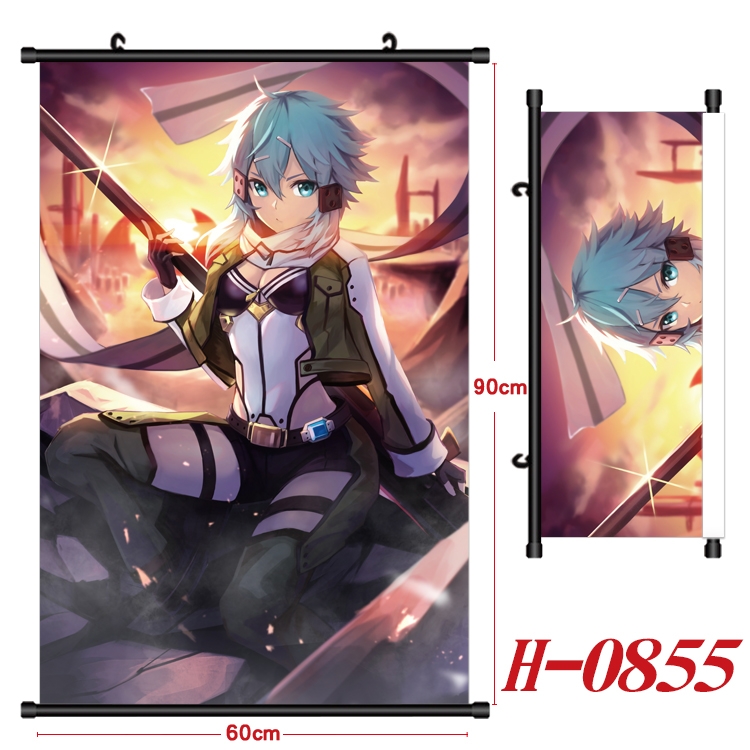 Sword Art Online Anime Black Plastic Rod Canvas Painting 60X90CM  H0855
