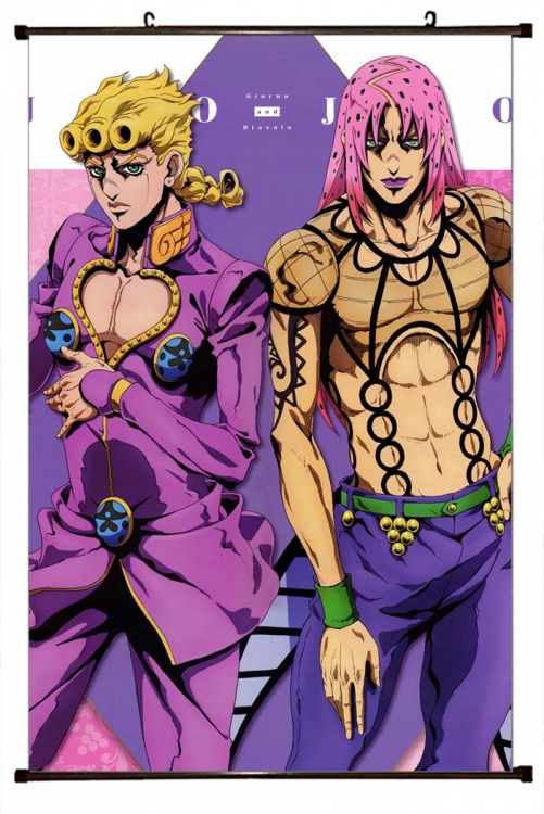 JoJos Bizarre Adventure Anime black Plastic rod Cloth painting Wall Scroll 60X90CM  J1-183