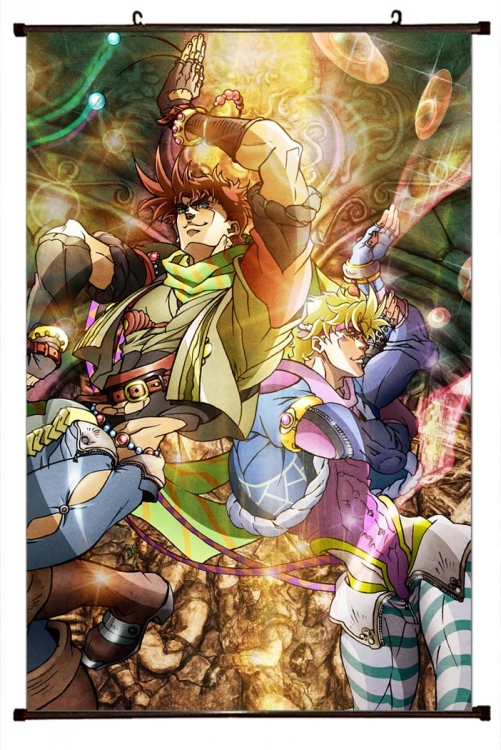 JoJos Bizarre Adventure Anime black Plastic rod Cloth painting Wall Scroll 60X90CM  J1-41