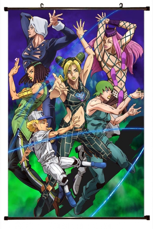 JoJos Bizarre Adventure Anime black Plastic rod Cloth painting Wall Scroll 60X90CM J1-212