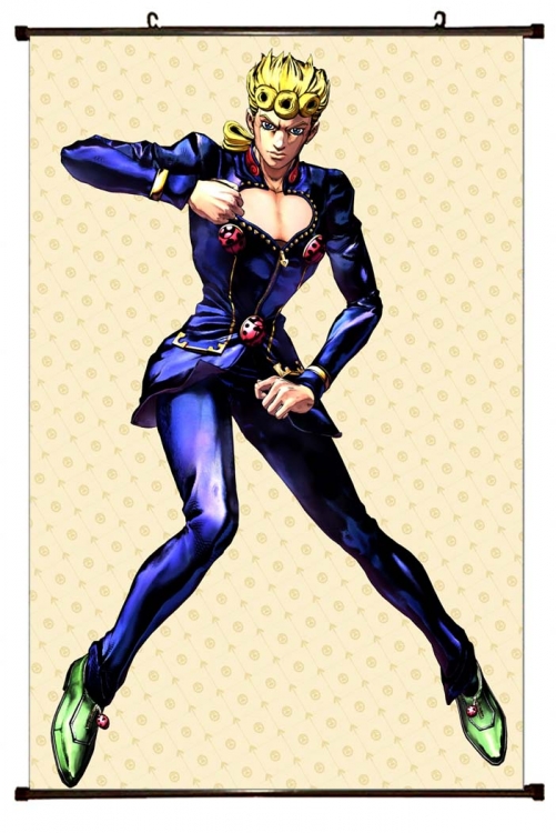 JoJos Bizarre Adventure Anime black Plastic rod Cloth painting Wall Scroll 60X90CM  J1-228