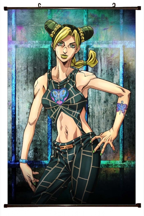 JoJos Bizarre Adventure Anime black Plastic rod Cloth painting Wall Scroll 60X90CM  J1-214