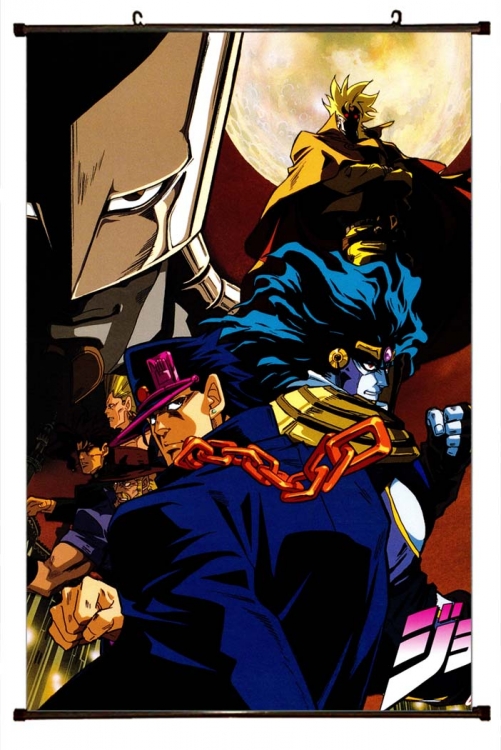 JoJos Bizarre Adventure Anime black Plastic rod Cloth painting Wall Scroll 60X90CM  J1-171
