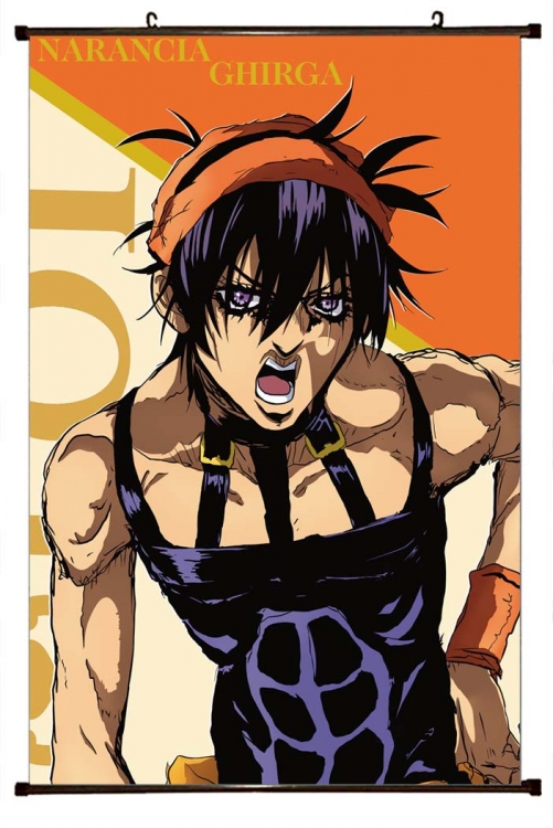 JoJos Bizarre Adventure Anime black Plastic rod Cloth painting Wall Scroll 60X90CM J1-167