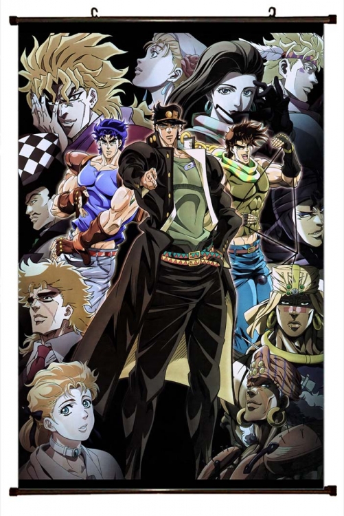 JoJos Bizarre Adventure Anime black Plastic rod Cloth painting Wall Scroll 60X90CM  J1-166