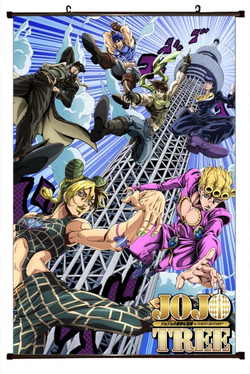 JoJos Bizarre Adventure Anime black Plastic rod Cloth painting Wall Scroll 60X90CM  J1-191