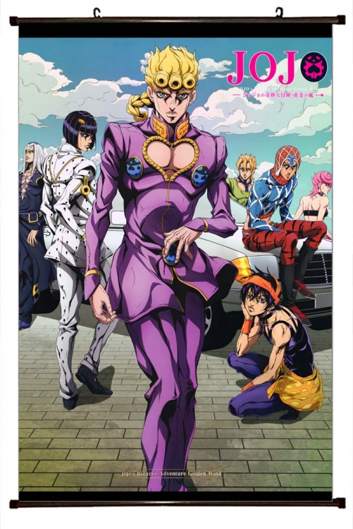 JoJos Bizarre Adventure Anime black Plastic rod Cloth painting Wall Scroll 60X90CM  J1-161