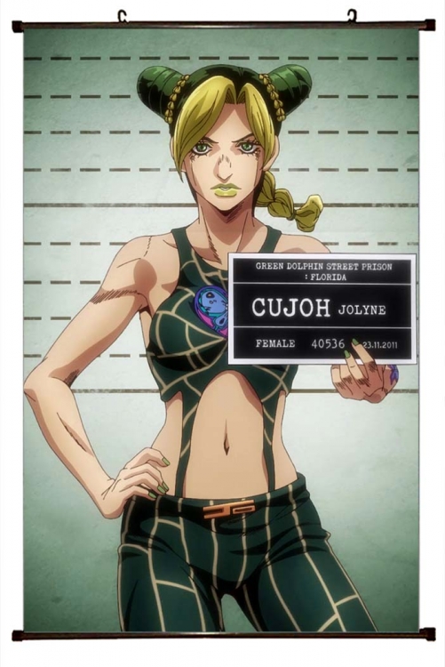 JoJos Bizarre Adventure Anime black Plastic rod Cloth painting Wall Scroll 60X90CM  J1-188