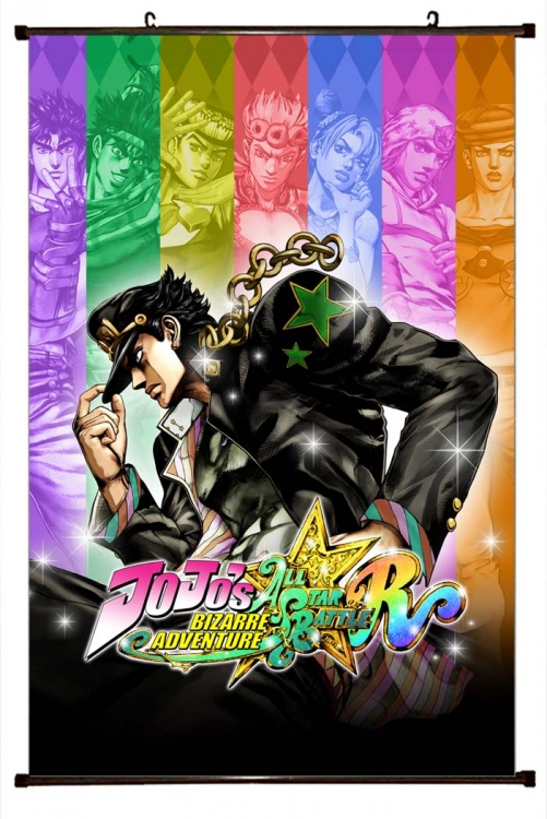 JoJos Bizarre Adventure Anime black Plastic rod Cloth painting Wall Scroll 60X90CM  J1-196