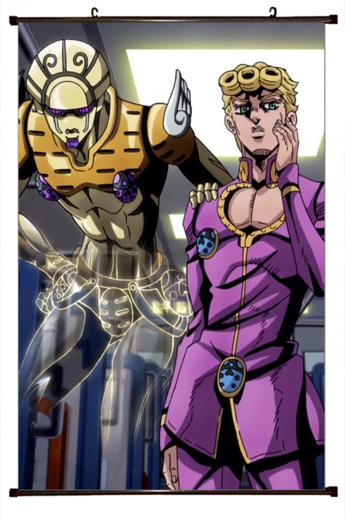 JoJos Bizarre Adventure Anime black Plastic rod Cloth painting Wall Scroll 60X90CM  J1-179