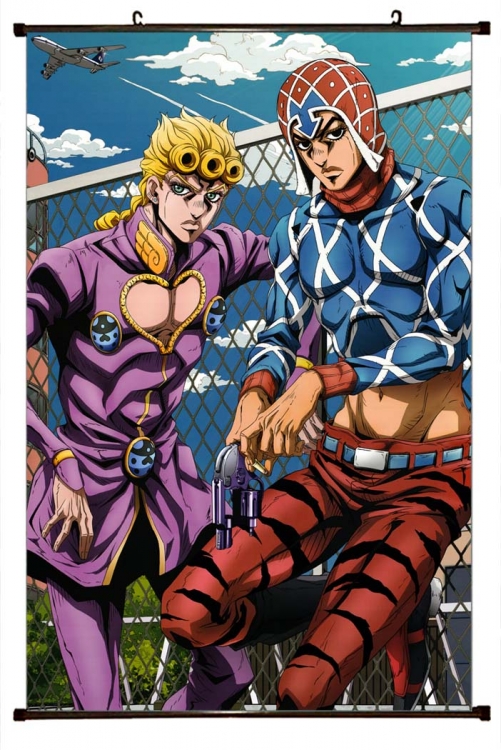 JoJos Bizarre Adventure Anime black Plastic rod Cloth painting Wall Scroll 60X90CM  J1-163
