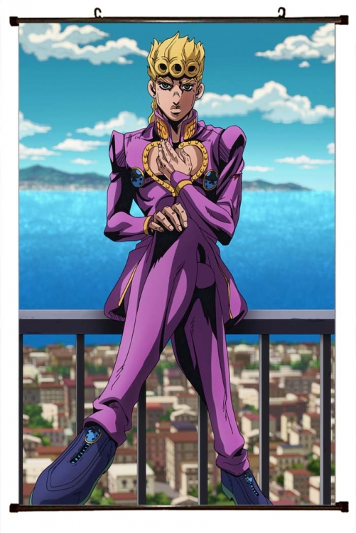 JoJos Bizarre Adventure Anime black Plastic rod Cloth painting Wall Scroll 60X90CM  J1-229