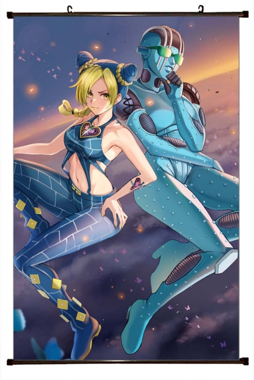 JoJos Bizarre Adventure Anime black Plastic rod Cloth painting Wall Scroll 60X90CM  J1-203