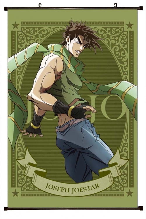 JoJos Bizarre Adventure Anime black Plastic rod Cloth painting Wall Scroll 60X90CM  J1-244
