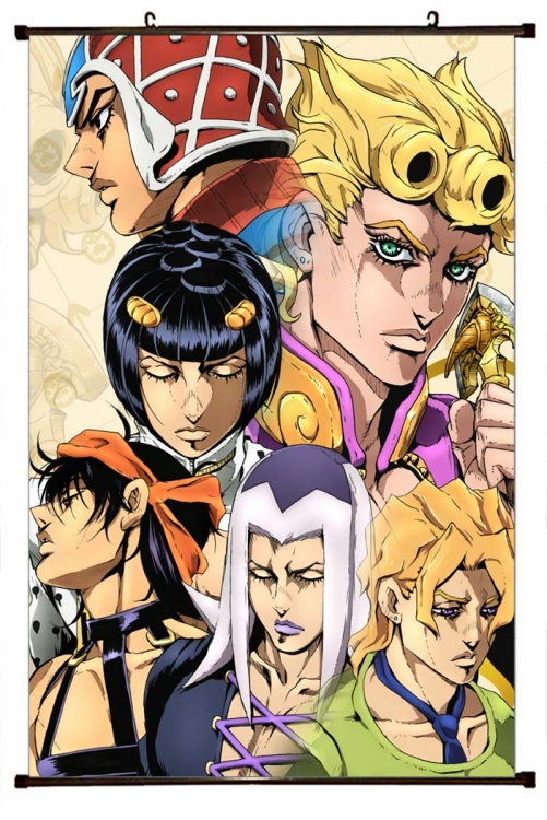 JoJos Bizarre Adventure Anime black Plastic rod Cloth painting Wall Scroll 60X90CM  J1-240