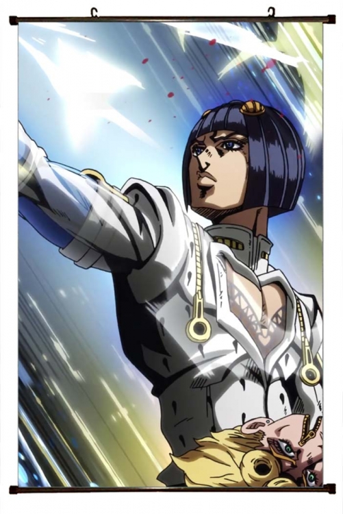 JoJos Bizarre Adventure Anime black Plastic rod Cloth painting Wall Scroll 60X90CM  J1-218
