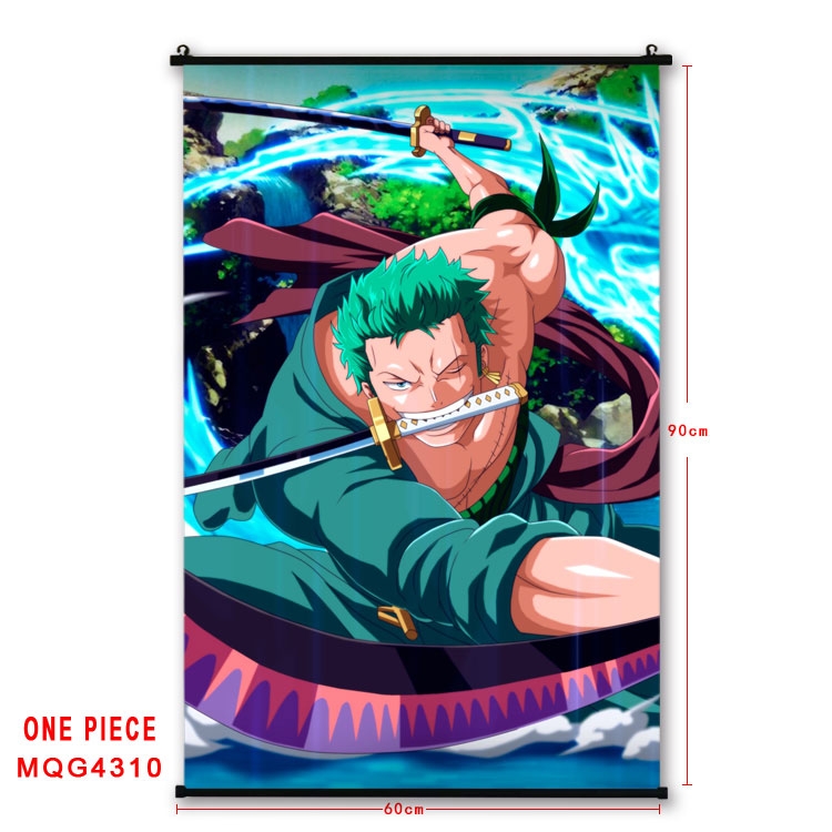 One Piece black Plastic rod Cloth painting Wall Scroll 60X90CM MQG-4310