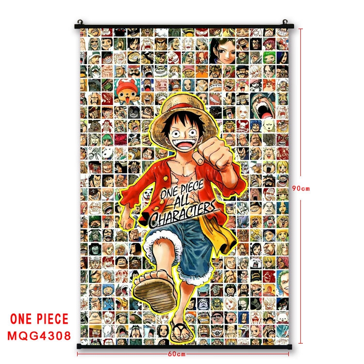 One Piece black Plastic rod Cloth painting Wall Scroll 60X90CM MQG-4308
