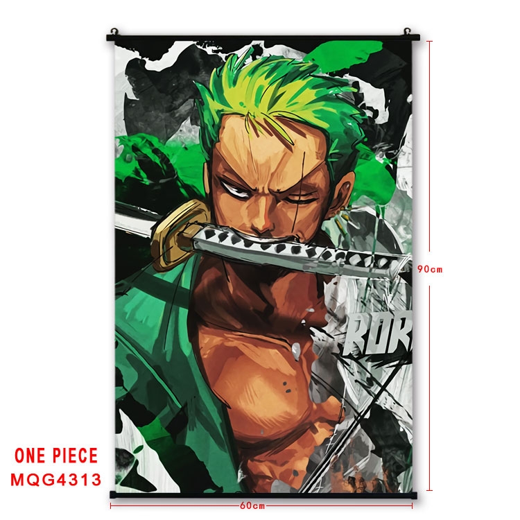 One Piece black Plastic rod Cloth painting Wall Scroll 60X90CM  MQG-4313