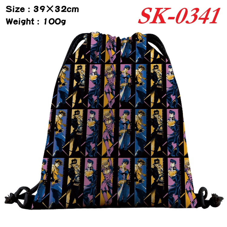 JoJos Bizarre Adventure cartoon Waterproof Nylon Full Color Drawstring Pocket 39x32cm SK-0341