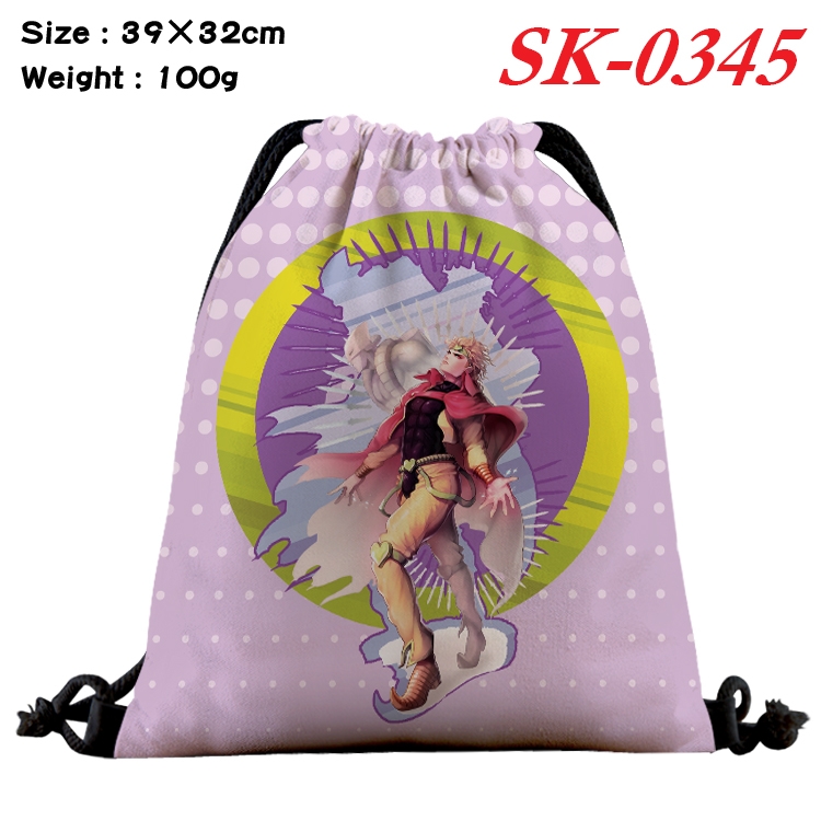 JoJos Bizarre Adventure cartoon Waterproof Nylon Full Color Drawstring Pocket 39x32cm SK-0345