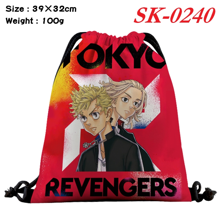 Tokyo Revengers  cartoon Waterproof Nylon Full Color Drawstring Pocket 39x32cm SK-0240