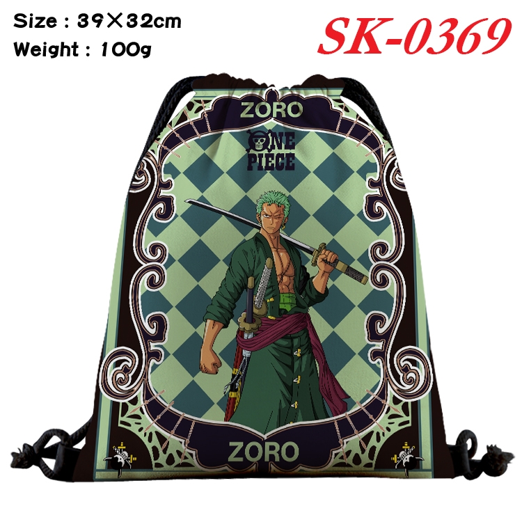 One Piece cartoon Waterproof Nylon Full Color Drawstring Pocket 39x32cm SK-0369