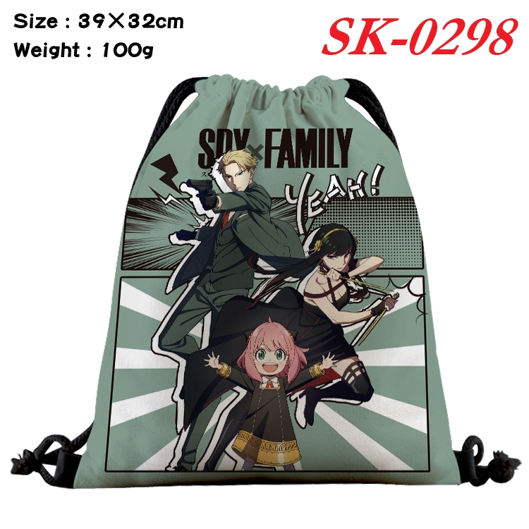 SPY×FAMILY cartoon Waterproof Nylon Full Color Drawstring Pocket 39x32cm  SK-0298