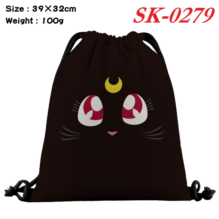 sailormoon  cartoon Waterproof Nylon Full Color Drawstring Pocket 39x32cm  SK-0279