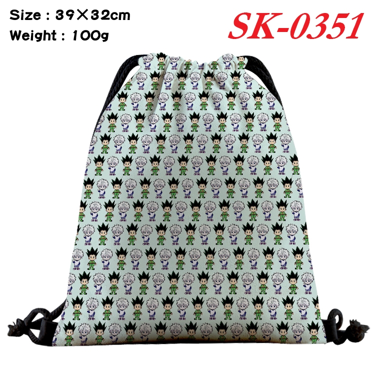 HunterXHunter  cartoon Waterproof Nylon Full Color Drawstring Pocket 39x32cm  SK-0351