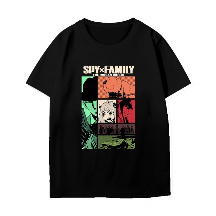 SPY×FAMILY Anime peripheral black and white short-sleeved T-shirt from S to 3XL