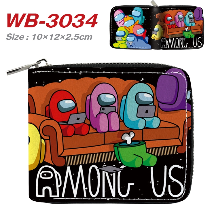 Among us Anime Full Color Short All Inclusive Zipper Wallet 10x12x2.5cm WB-3034A