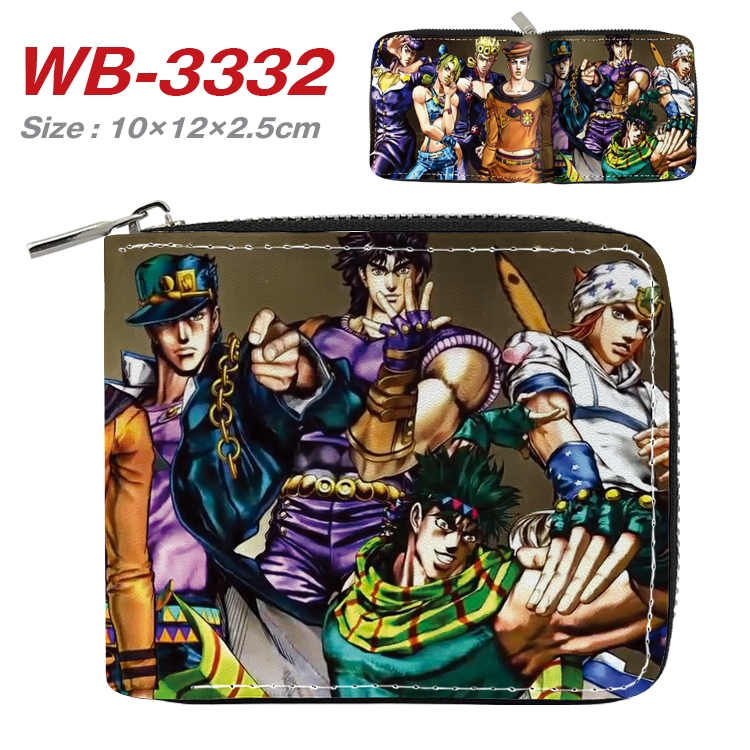 JoJos Bizarre Adventure Anime Full Color Short All Inclusive Zipper Wallet 10x12x2.5cm  WB-3332A