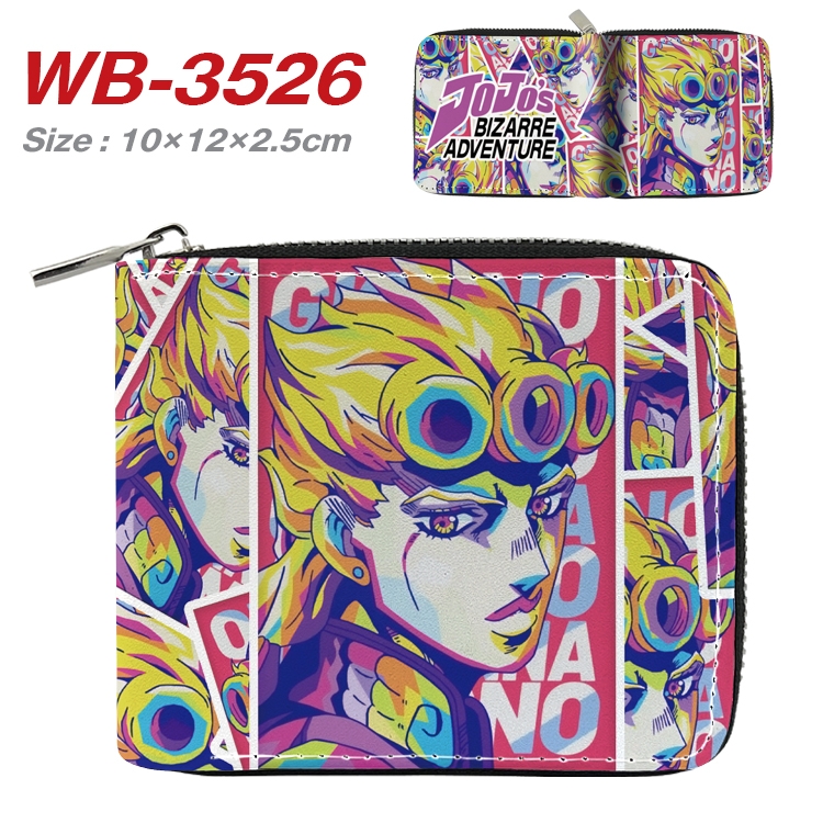 JoJos Bizarre Adventure Anime Full Color Short All Inclusive Zipper Wallet 10x12x2.5cm  WB-3526A