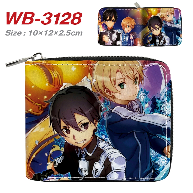 Sword Art Online  Anime Full Color Short All Inclusive Zipper Wallet 10x12x2.5cm WB-3128A