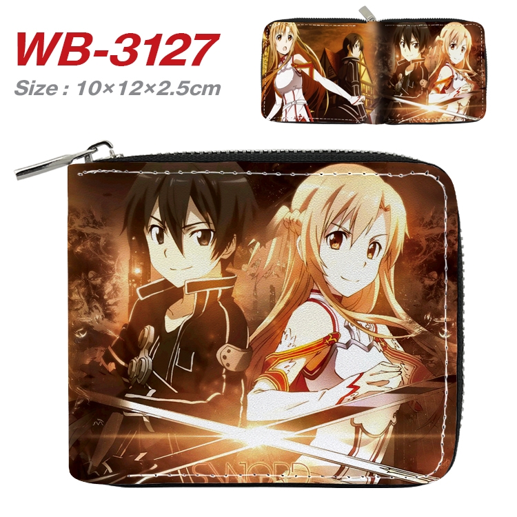 Sword Art Online  Anime Full Color Short All Inclusive Zipper Wallet 10x12x2.5cm  WB-3127A