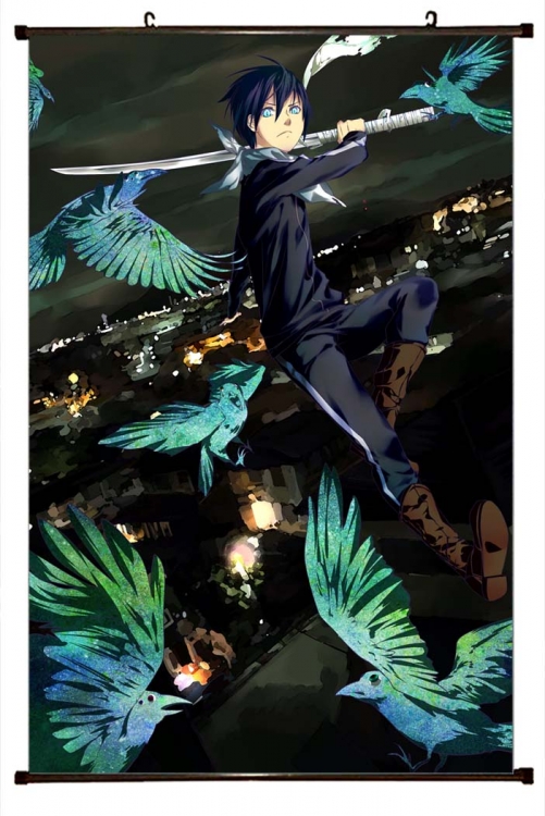 Noragami Anime black Plastic rod Cloth painting Wall Scroll 60X90CM Y4-39