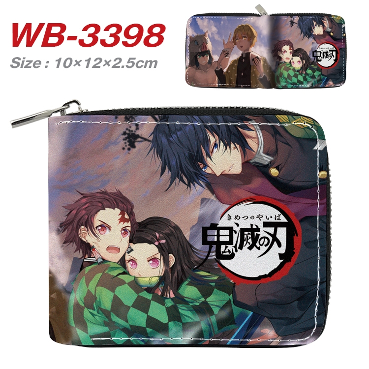 Demon Slayer Kimets Anime Full Color Short All Inclusive Zipper Wallet 10x12x2.5cm WB-3398A