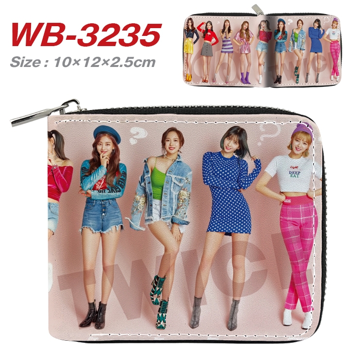 BLACK PINK Full Color Short All Inclusive Zipper Wallet 10x12x2.5cm WB-3235A