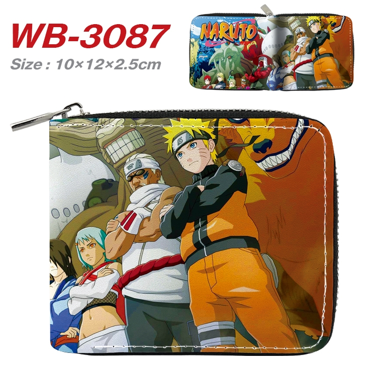 Naruto Anime Full Color Short All Inclusive Zipper Wallet 10x12x2.5cm WB-3087A