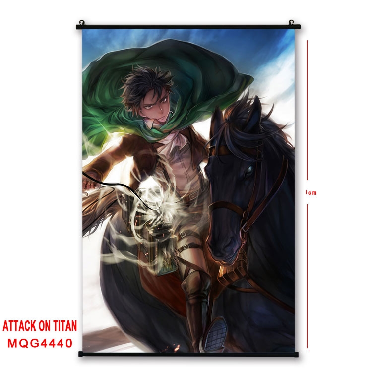 Shingeki no Kyojin black Plastic rod Cloth painting Wall Scroll 60X90CM MQG-4440
