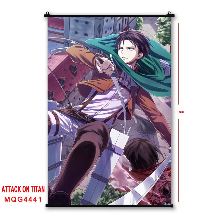 Shingeki no Kyojin black Plastic rod Cloth painting Wall Scroll 60X90CM MQG-4441